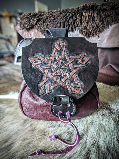 Celtic  Star - Witchy Leather Belt Bag