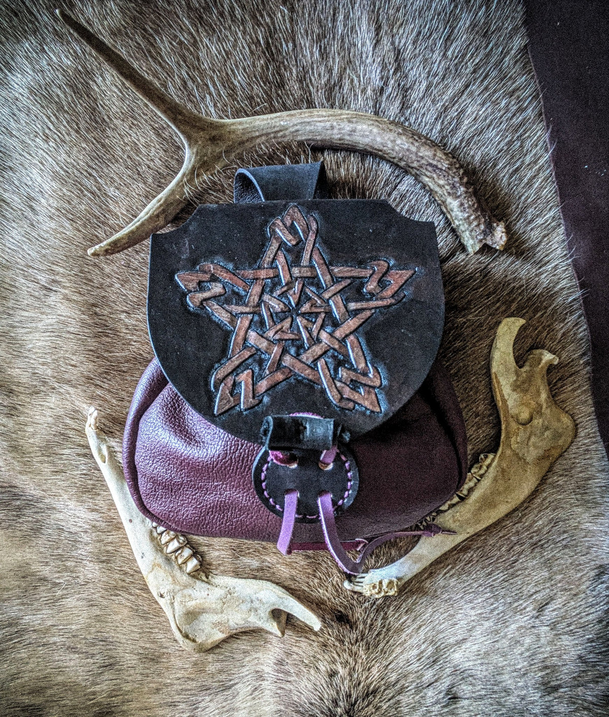 Celtic  Star - Witchy Leather Belt Bag