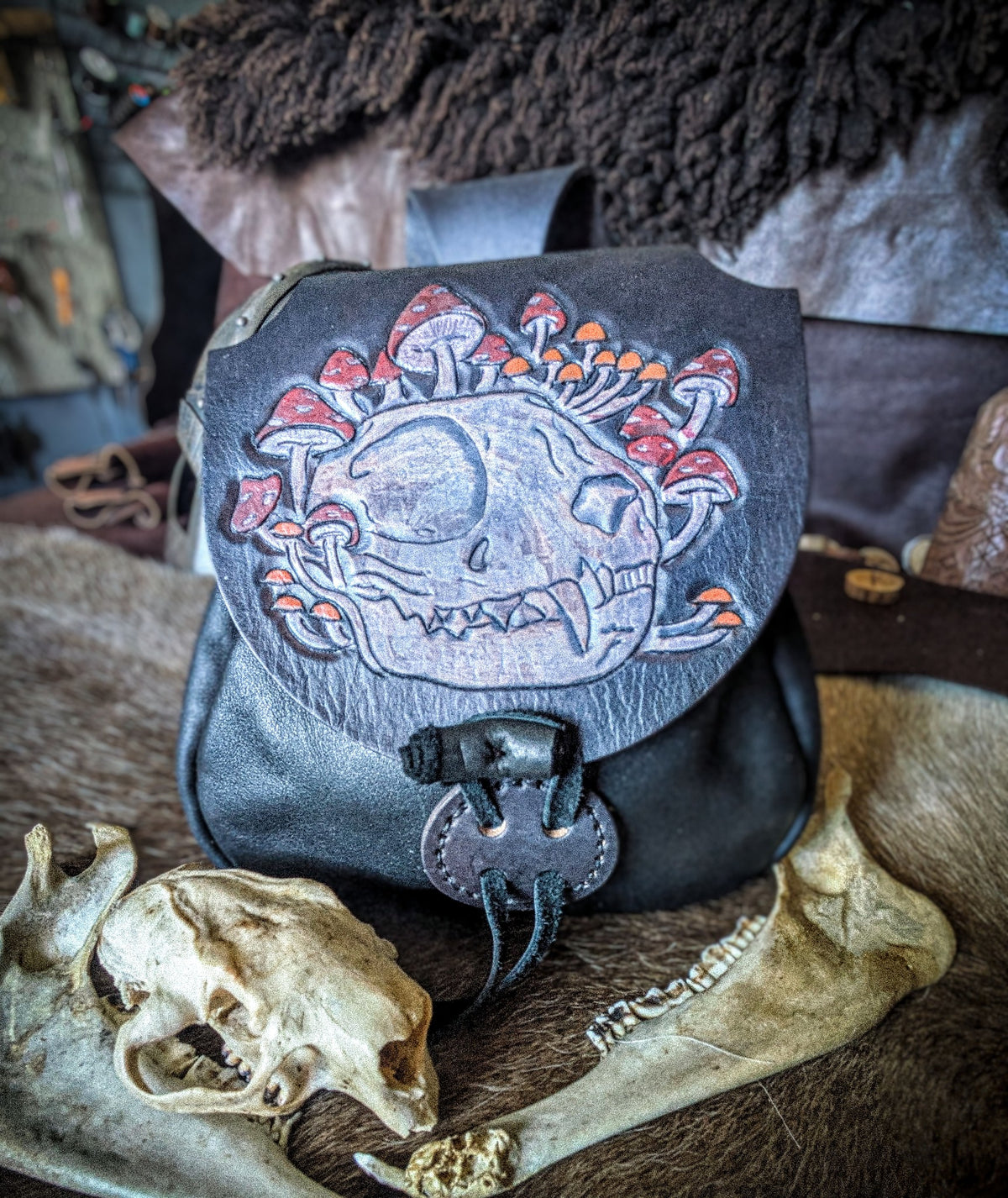 The Catsskull - Witchy Leather Belt Bag