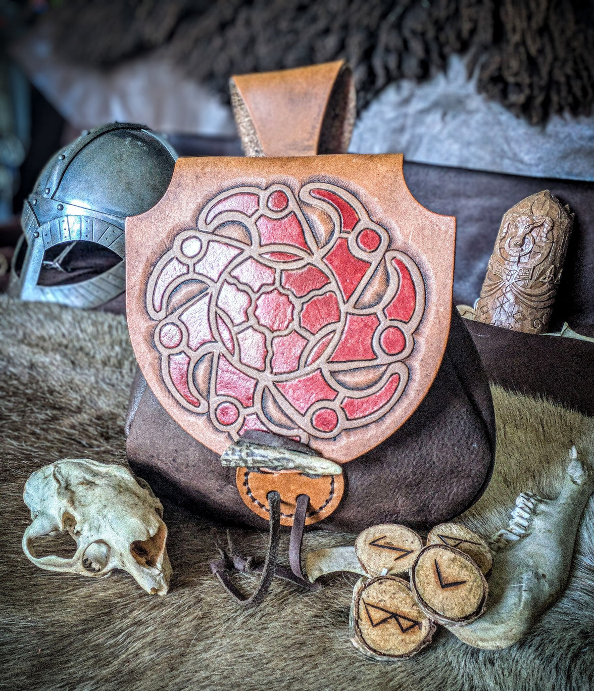 Leather Belt Bag - Germanic Ravens