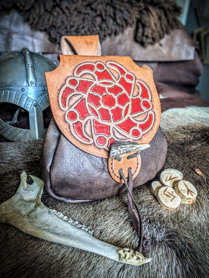 Leather Belt Bag - Germanic Ravens