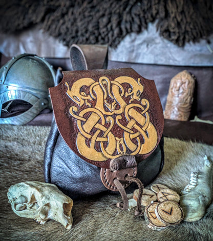 Leather Belt Bag - Norse Dragon