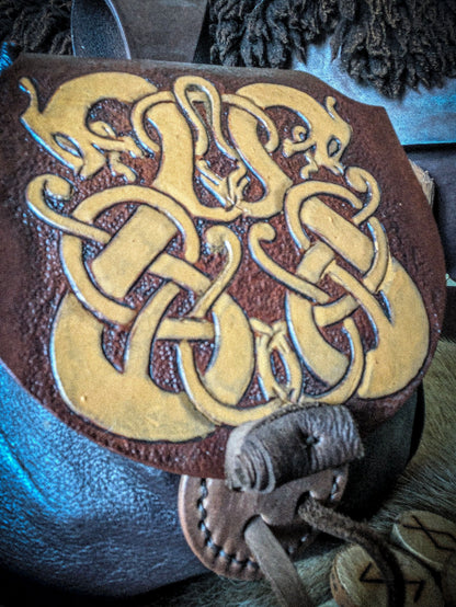 Leather Belt Bag - Norse Dragon