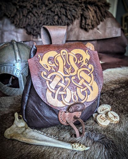 Leather Belt Bag - Norse Dragon