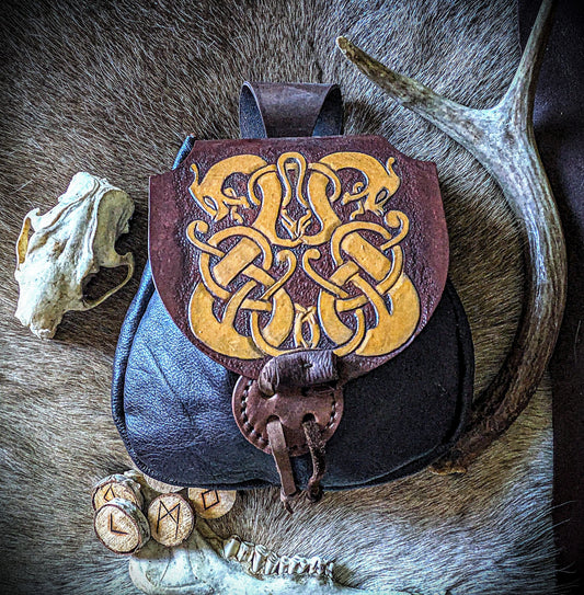 Leather Belt Bag - Norse Dragon