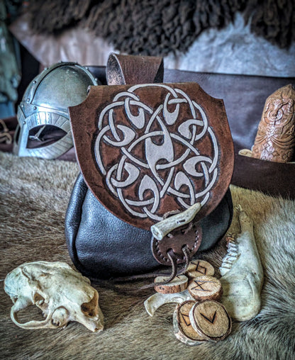 Leather Belt Bag - Bone Circle