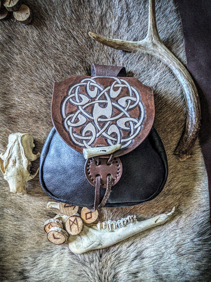 Leather Belt Bag - Bone Circle