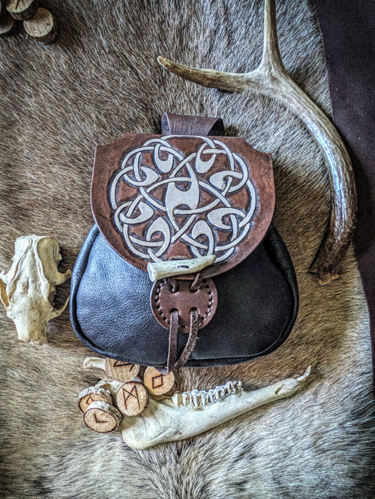 Leather Belt Bag - Bone Circle