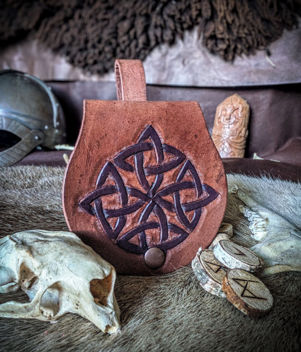 Celtic Quadknot - Small Leather Belt Bag