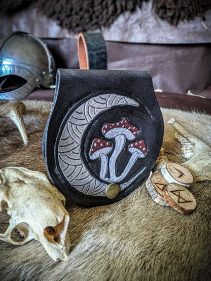 Small Leather Belt Bag - Amanita Moon