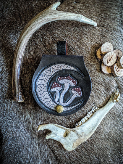 Small Leather Belt Bag - Amanita Moon
