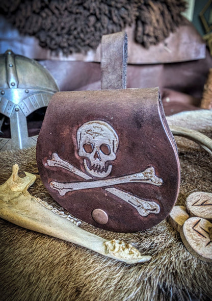 Skull and Crossbones - Small Leather Belt Bag