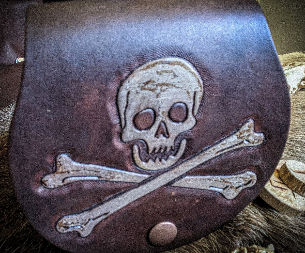 Skull and Crossbones - Small Leather Belt Bag