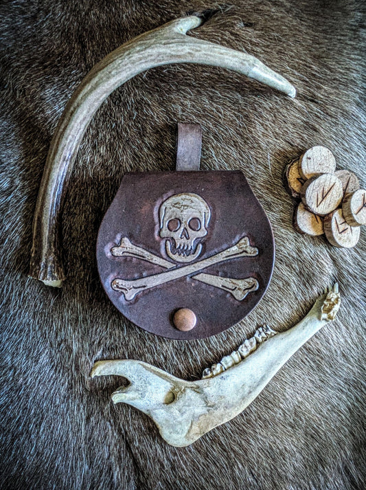 Skull and Crossbones - Small Leather Belt Bag