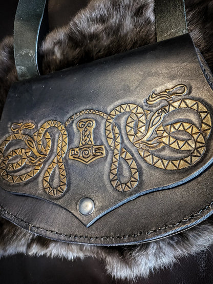 Mjolnir and Serpents - Leather Purse
