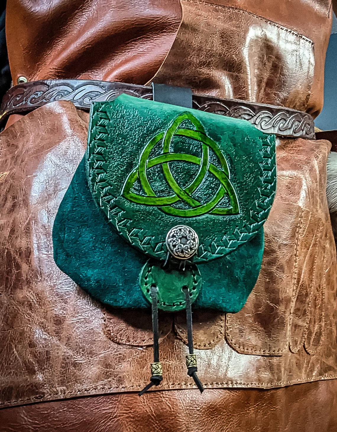 Celtic Knot Leather Belt Bag