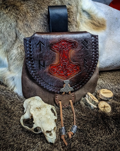 Thors Hammer Leather Belt Bag