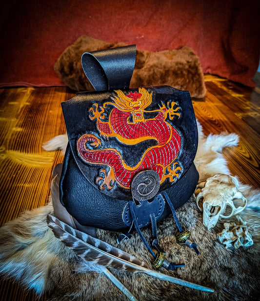 Crimson Dragon - Leather Belt Bag