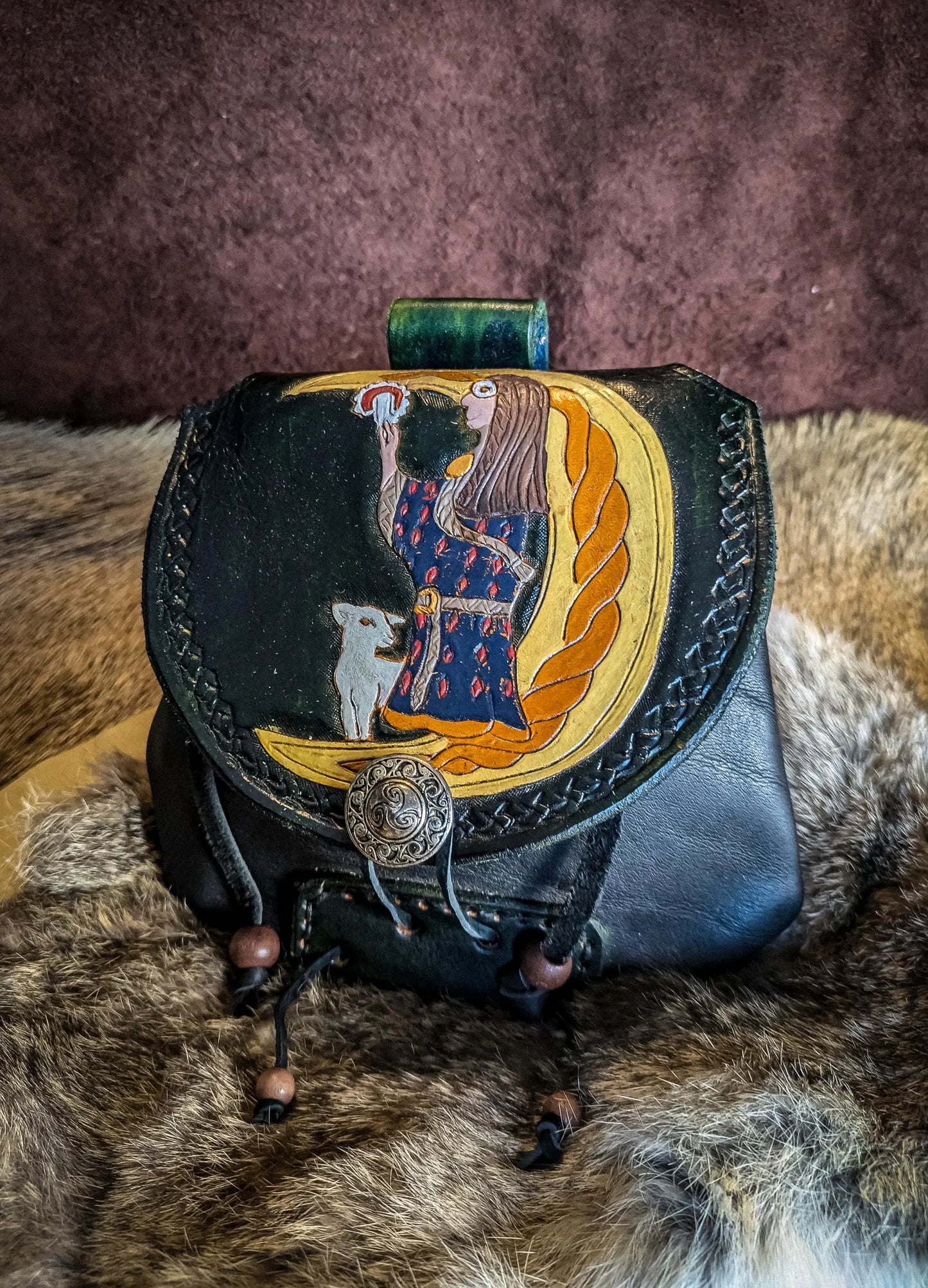 Moon Mushroom Goddess - Leather Belt Bag