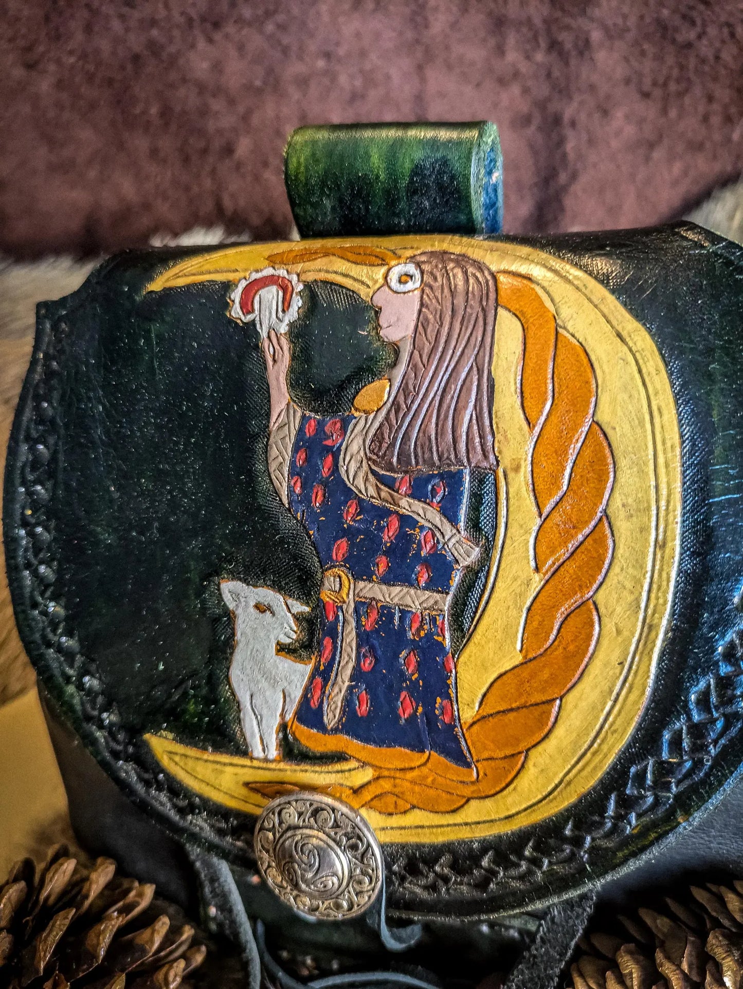 Moon Mushroom Goddess - Leather Belt Bag