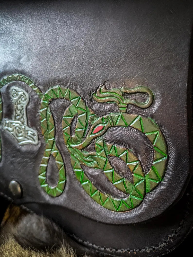 Mjolnir and the Serpents - Leather Purse