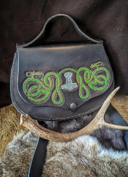 Mjolnir and the Serpents - Leather Purse