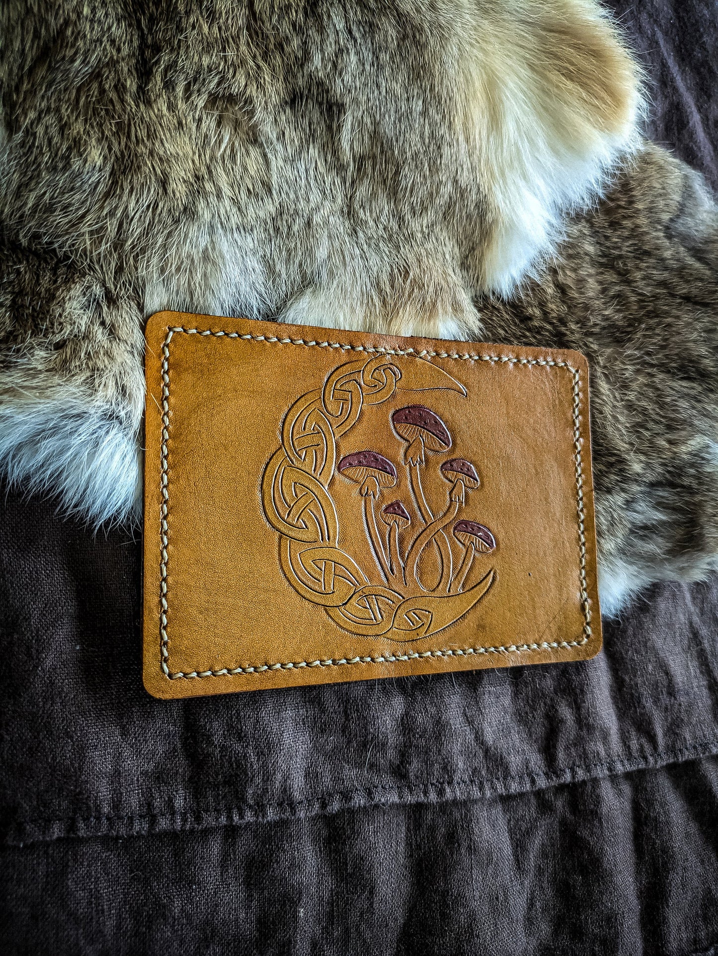 Knotwork Moon and Mushrooms - Cardholder Wallet