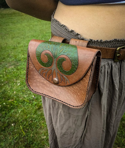 Tree of Life - Leather Belt Bag
