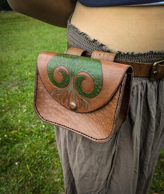 Tree of Life - Leather Belt Bag