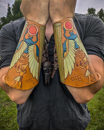 Pharaoh's Guard Leather Bracers - Arm Guards