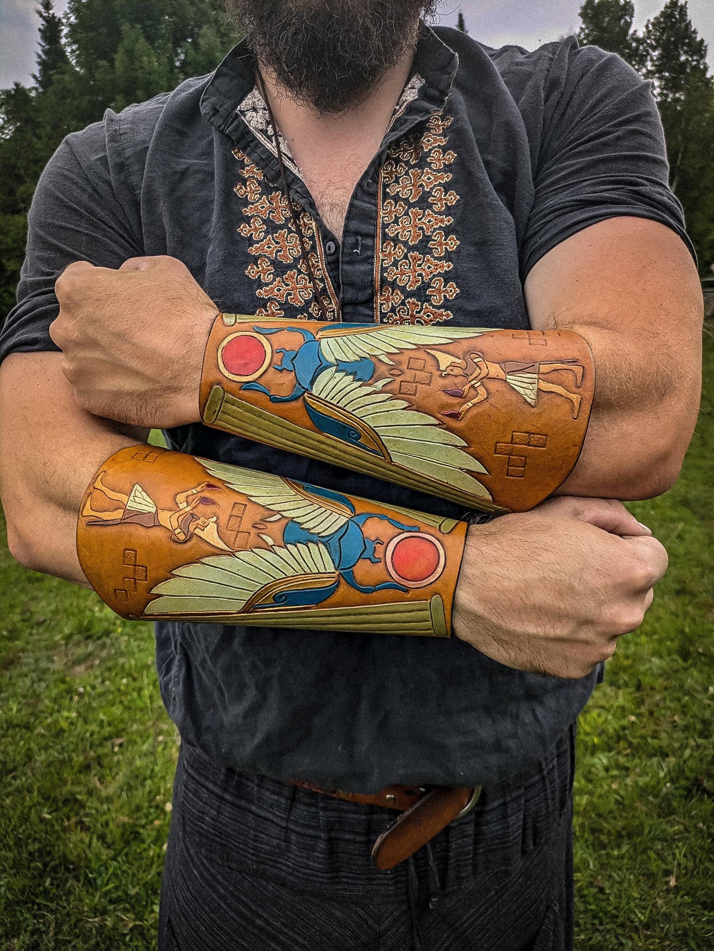 Pharaoh's Guard Leather Bracers - Arm Guards