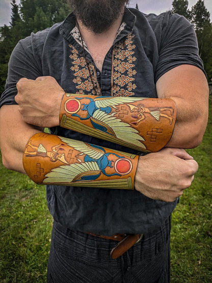 Pharaoh's Guard Leather Bracers - Arm Guards