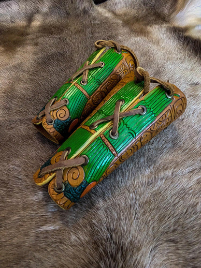 Jaguar Warrior Leather Bracers - Arm Guards