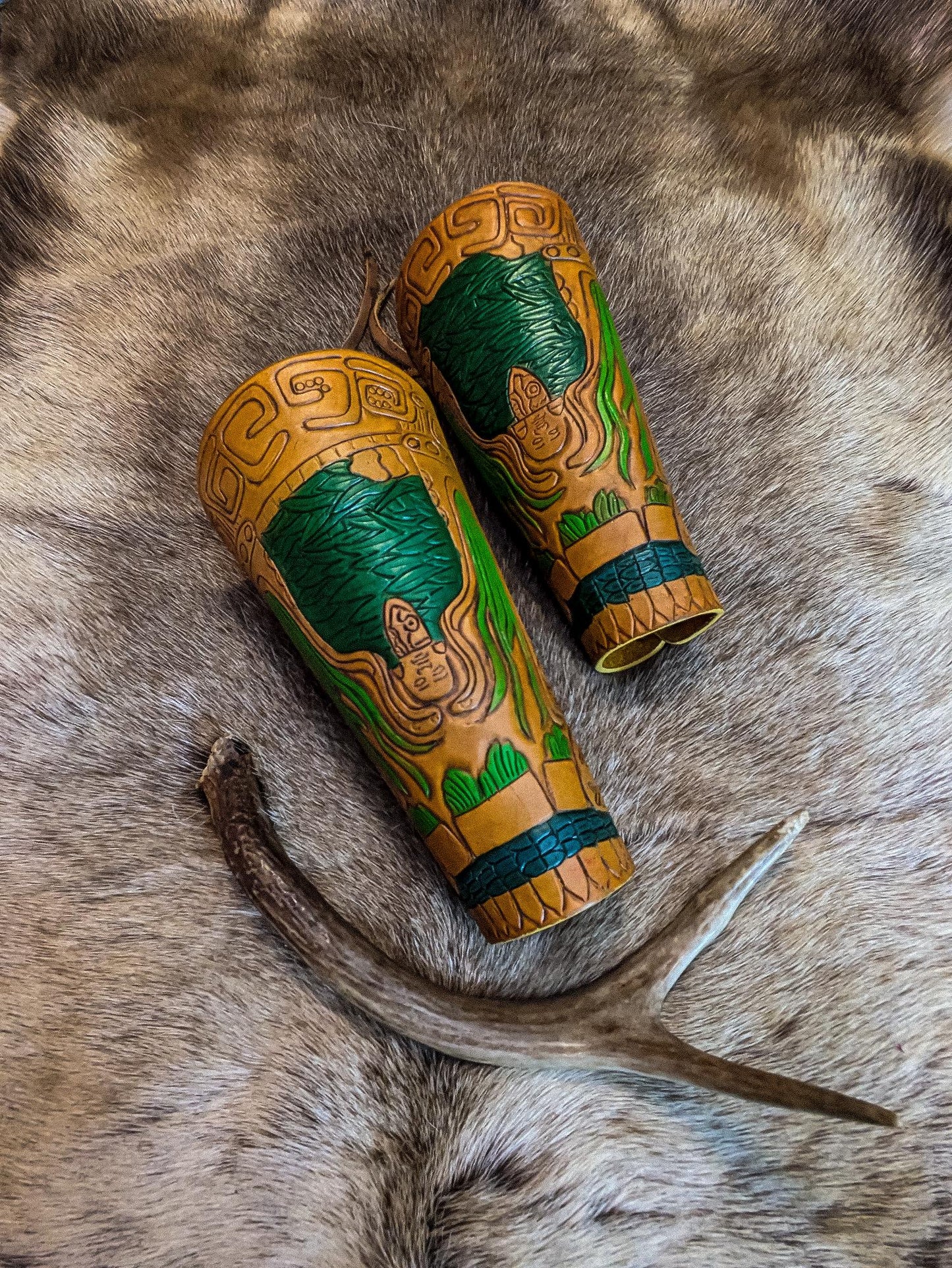 Jaguar Warrior Leather Bracers - Arm Guards