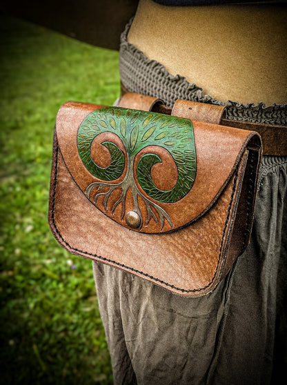Tree of Life - Leather Belt Bag