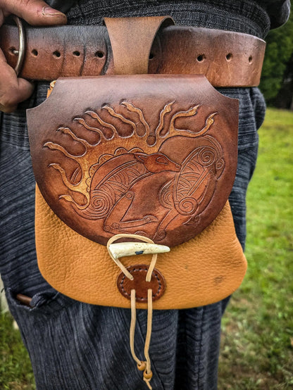 Scythian Stag - Leather Belt Bag