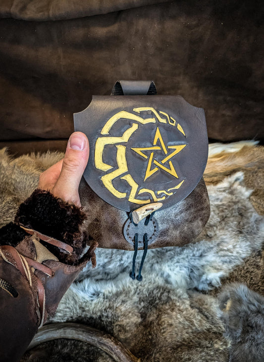 Celtic Moon and Star - Leather Belt Bag