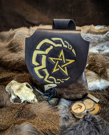Celtic Moon and Star - Leather Belt Bag