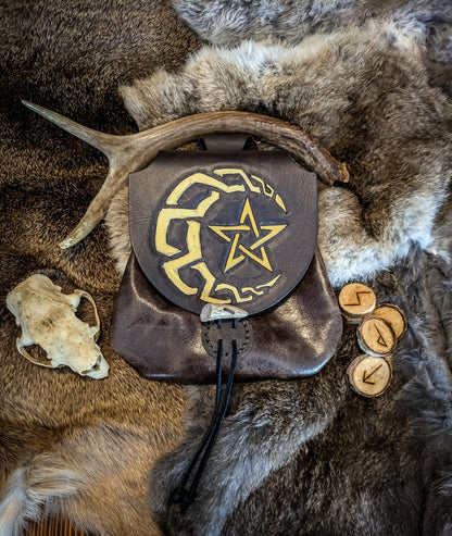 Celtic Moon and Star - Leather Belt Bag