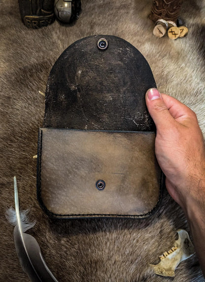 Solar Wheel and Longship - Leather Belt Bag