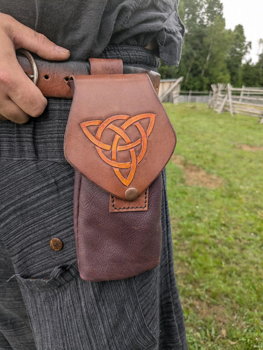 Celtic Triple Knot - Long Leather Belt Bag