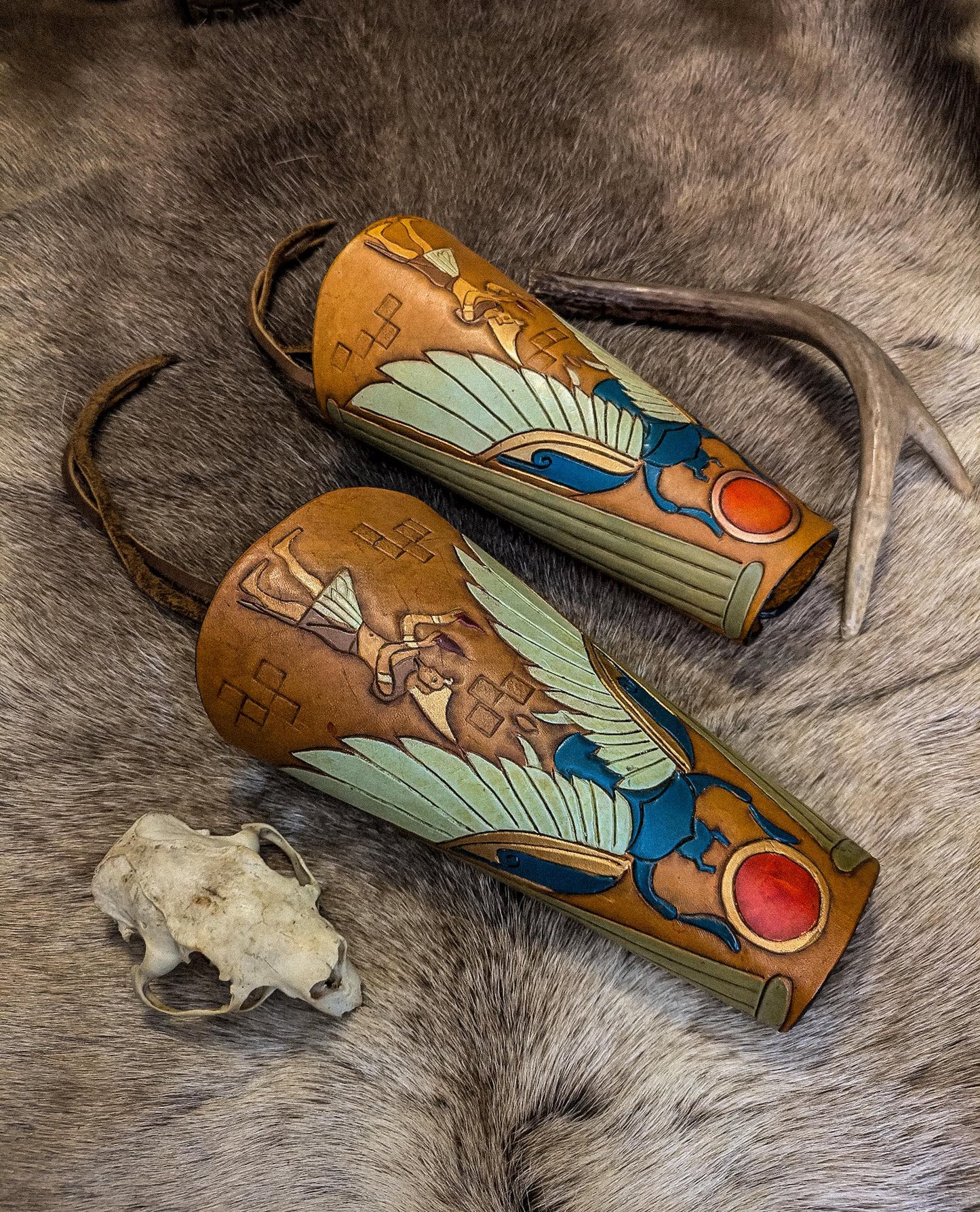 Pharaoh's Guard Leather Bracers - Arm Guards