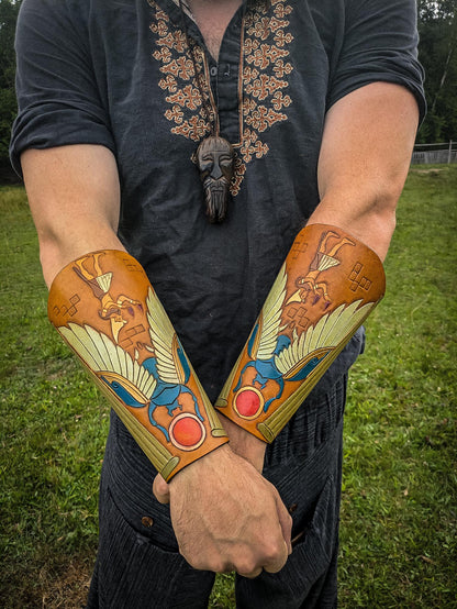 Pharaoh's Guard Leather Bracers - Arm Guards