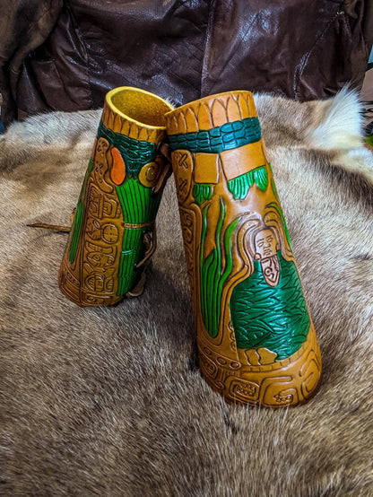 Jaguar Warrior Leather Bracers - Arm Guards