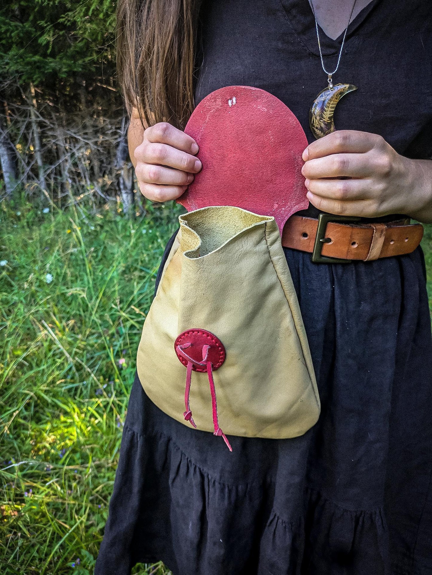Fly Agaric - Large Leather Belt Bag - Mushroom Hip Satchel