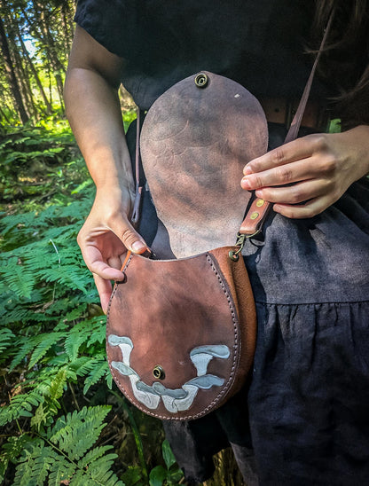 Oyster Mushroom Leather Purse - Small Shoulder Bag