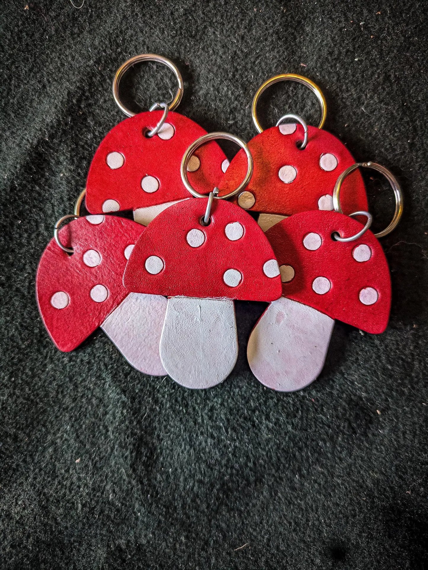 Leather Mushroom Keychain