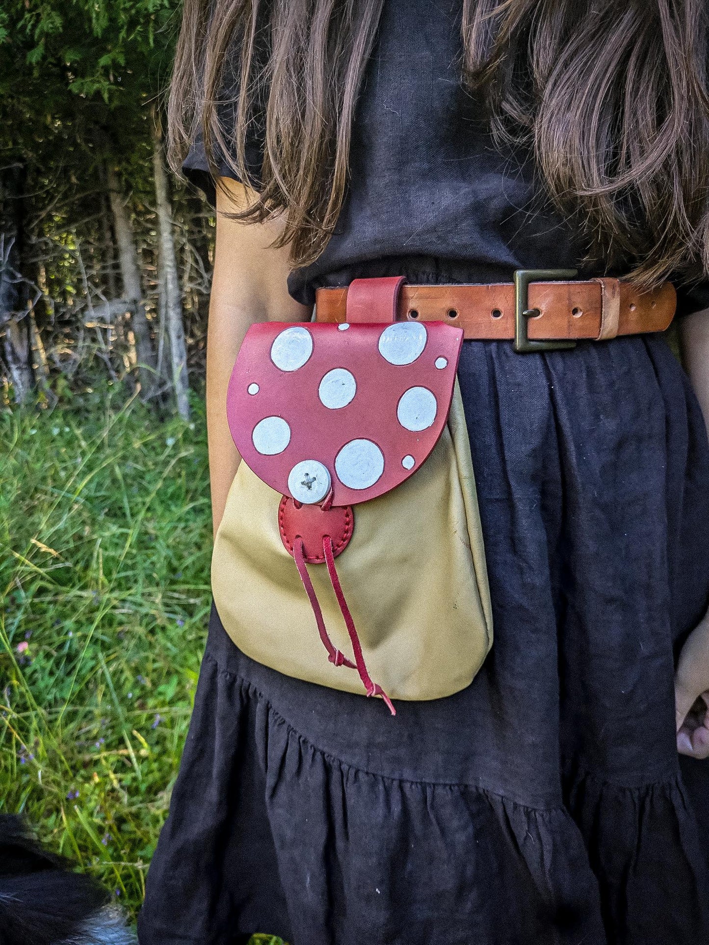 Fly Agaric - Large Leather Belt Bag - Mushroom Hip Satchel