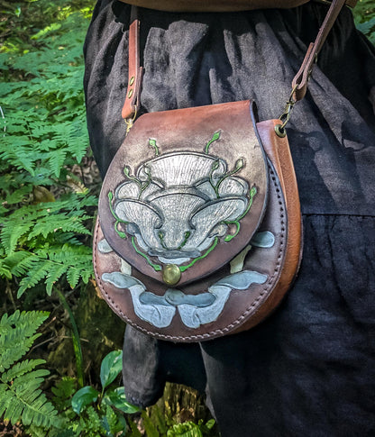 Oyster Mushroom Leather Purse - Small Shoulder Bag
