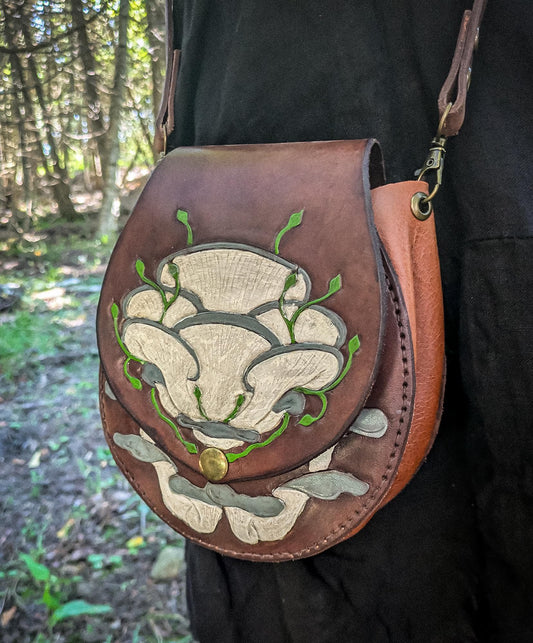 Oyster Mushroom Leather Purse - Small Shoulder Bag